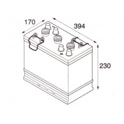 Batterie 6V 180Ah Vintage N23 Dimensions