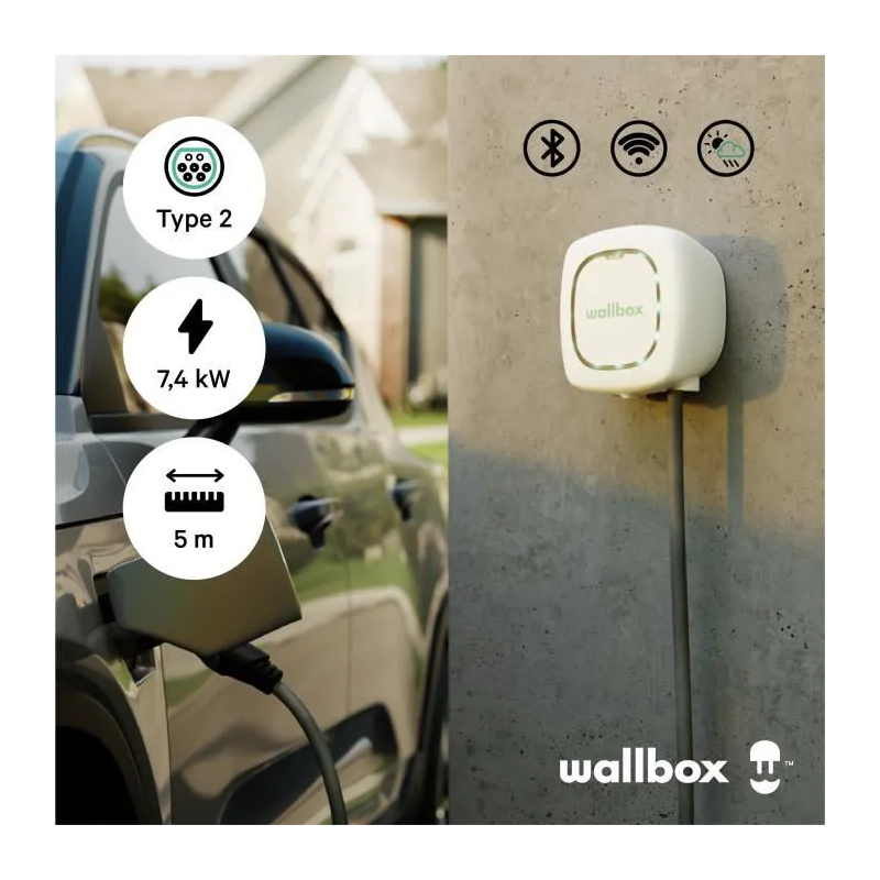 Borne De Recharge Wallbox 7 KW - Prise CEE, Câble 5m, Contrôle Par Application Mobile