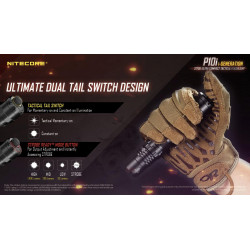 Lampe Torche LED Nitecore P10I Ultimate Dual Tail Switch Design