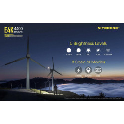 Lampe Torche Nitecore E4K 5 brightness levels