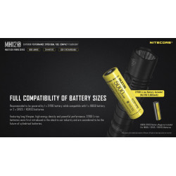 Lampe Torche Nitecore MH12S Full Compability of Battery Sizes