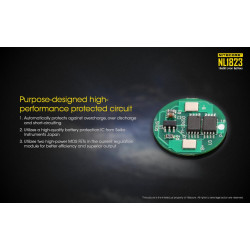 Nitecore ACCU LI-ION NL1823 Purpose-designed high-performance protected circuit