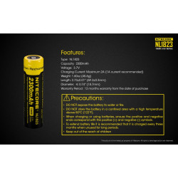 Nitecore ACCU LI-ION NL1823 Features