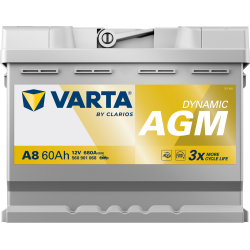 Batterie Auto Varta A8 AGM / xEV 12V 60Ah L2 Front