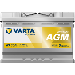 Batterie Auto Varta A7 AGM / xEV 12V 70Ah L3 Front