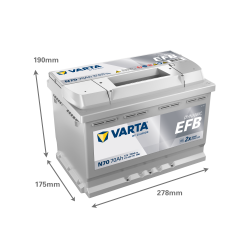 BATTERIE AUTO VARTA DYNAMIC EFB N70 12V 70AH Start and stop Dimensions
