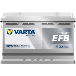 BATTERIE AUTO VARTA DYNAMIC EFB N70 12V 70AH Start and stop Front