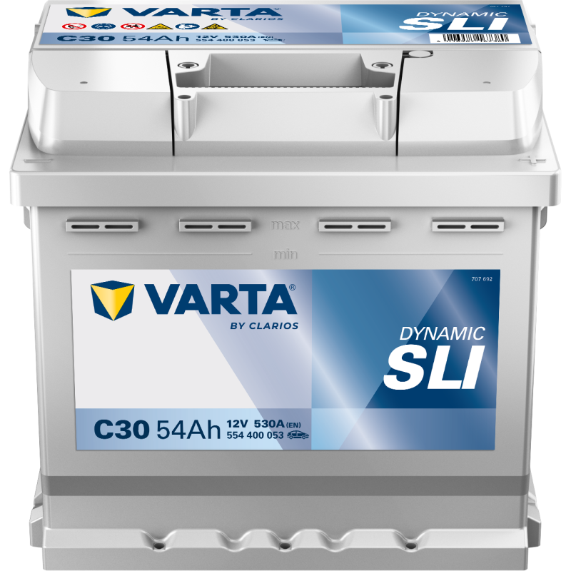 Batterie Auto VARTA C30 Dynamic SLI 12V 54Ah 530A 554 400 053