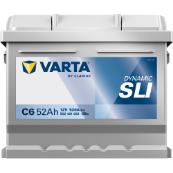 Batterie Auto VARTA C6 Dynamic SLI 12V 52Ah 520A 552401052 Front