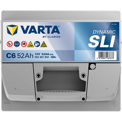 Batterie Auto VARTA C6 Dynamic SLI 12V 52Ah 520A 552401052 Top