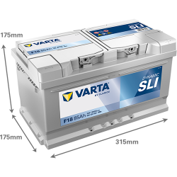Batterie Auto VARTA Dynamic SLI F18 12V 85Ah 800A 585200080 Dimensions