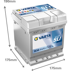 Batterie Auto VARTA Dynamic SLI B36 12v 44aH 420A 544401042 Dimensions