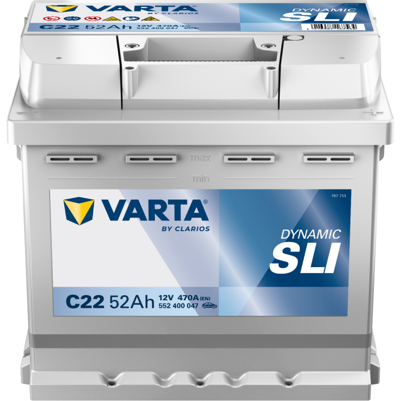 Batterie Auto VARTA Dynamic SLI C22 12V 52Ah 470A 552400047