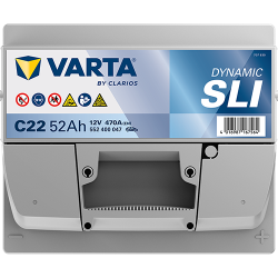 Batterie Auto VARTA Dynamic SLI C22 12V 52Ah 470A 552400047 Top