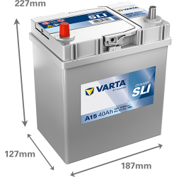 Batterie Auto VARTA Dynamic SLI A15 12V 40Ah 330A 540127033 Dimensions